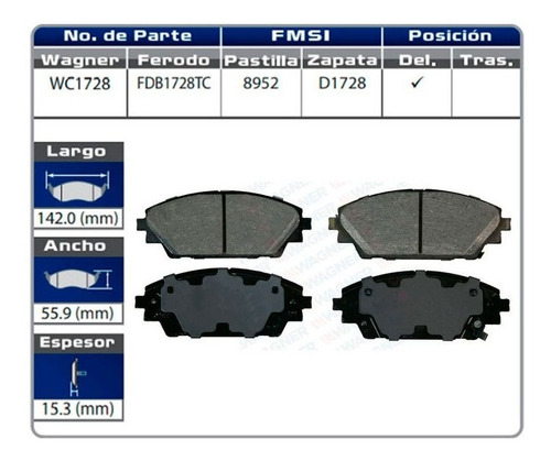 Balatas Delanteras Mazda 3 Japones 2014 2015 2016 2017 Foto 2