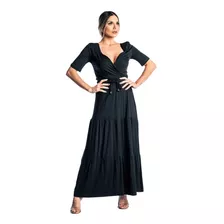 Vestido Feminino Longo 3 Marias Babado Decote Transpassado