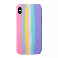 Capa Capinha Silicone Para iPhone Candy Arco Iris Rainbow