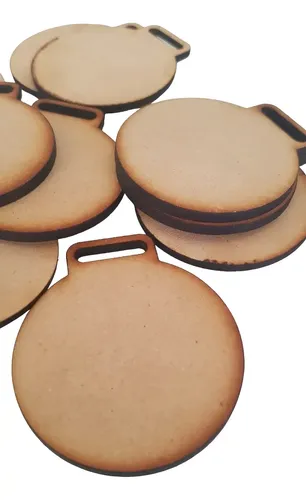 Medallas Para Armar De 4cm X 3mm Espesor Circulos Mdf X50 Marrón Claro