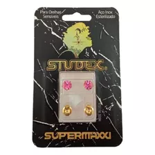 Brinco Studex Supermaxxi Tiffany Rosa 6mm L6110y Dourado