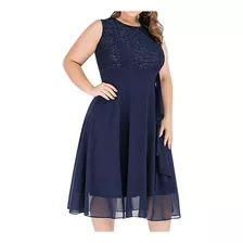 Vestido Feminino Casual Em Volta Do Pescoço Sem Mangas Em Vo