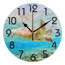 Chic 3d Under Ocean Swimming Sea Turtle Print Reloj De...