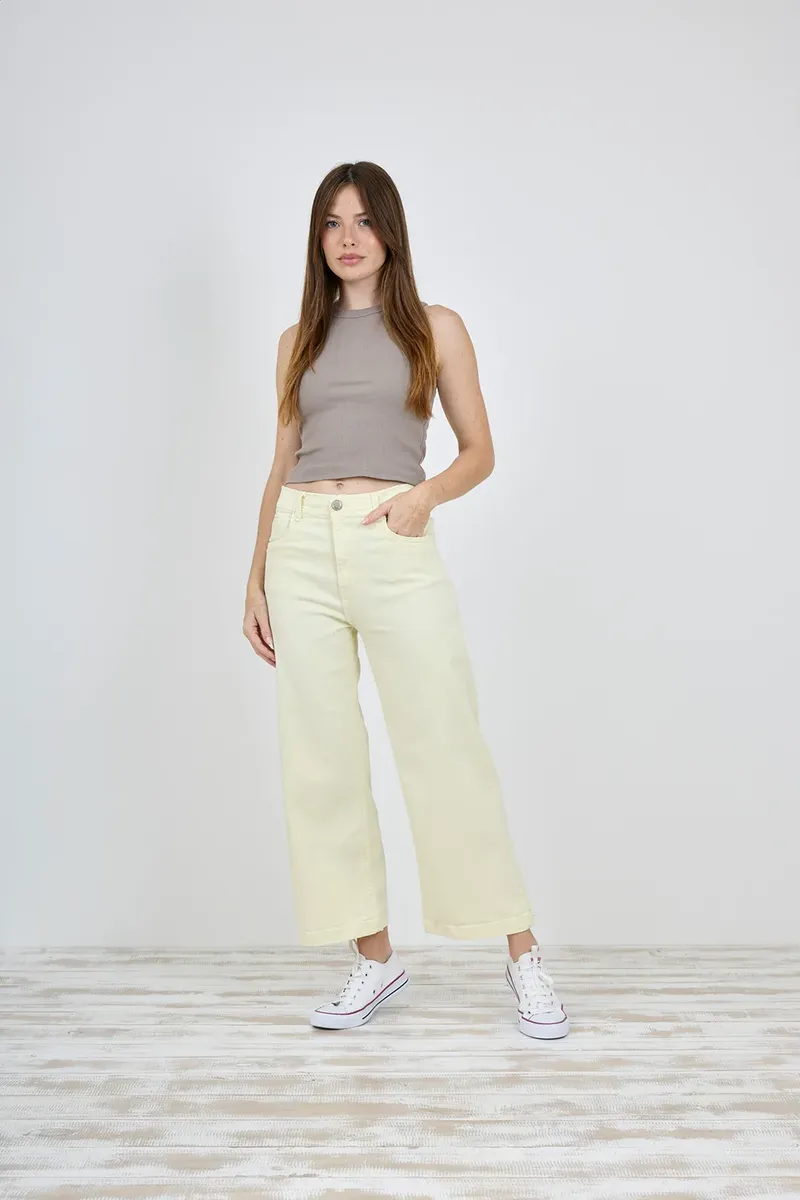 Wide Leg Cenitho Jean Varios Colores Talle 36 - 46 C22 C 35-0 Art. 456 | Crop Wide Leg Amarillo Mantequilla Elast. Elastizado 46