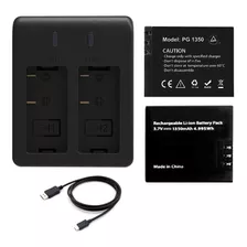 Carregador Duplo + 2 Baterias - Usb-c P/ Akaso Brave 7