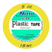 Cinta De Aislar Electricista Amarilla 18mt Nitto 21 (5pz)