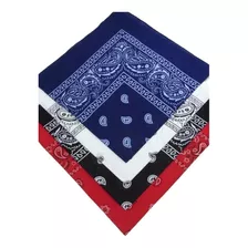 Kit 4 Bandanas Preto/vermelho/branco/azul Escuro