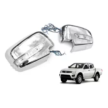 Cubre Espejo Cromados Con Led Mitsubishi L200 2006-2015 Deco