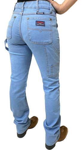 Calça Jeans Feminina Carpinteira Delave E Azul Escuro