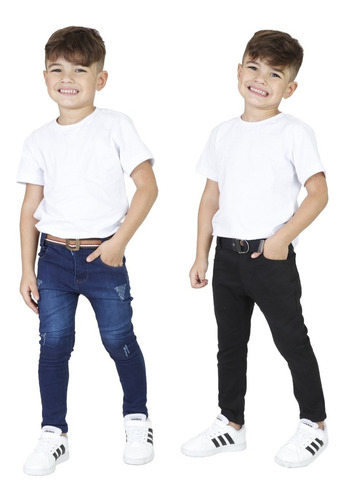 Kit 2 Calça Jeans Masculina Infantil Meninos 2 Ao 16 Ano