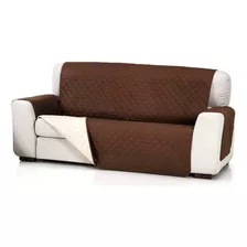 Funda Cubre Protectora Reversible Para Sofa 3 Cuerpos Color Marrón