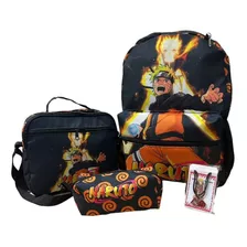 Kit Mochila Naruto Shippuden Escolar Lancheira E Estojo 