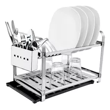 Escorredor Louca Inox 16 Pratos Cozinha Porta Talher Bandeja