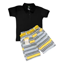 Kit Polo + Bermuda Listrada Menino Infantil 1 Ao 4 Oferta