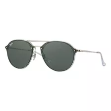 Anteojos De Sol Ray-ban Blaze Double Bridge Standard Con Marco De Injected Color Gloss Transparent, Lente Green De Plástico Clásica, Varilla Silver De Metal - Rb4292n