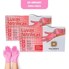 Kit De 2 Luva Rosa Descarpack Tamanho P Com 100 Unidades