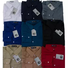 Kit 5 Camisas Lisas Manga Longa Oferta Promoção Várias Cores