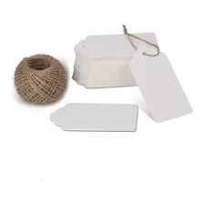 100 Etiquetas Tag Branco Com Cordão De Sisal Incluso