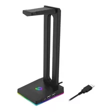 Suporte Para Fone De Ouvido Luminoso Rgb 2 Portas Usb Eh-710