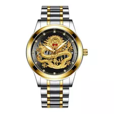 Relógios Masculinos Dourados Relógio De Dragão De Quartzo De