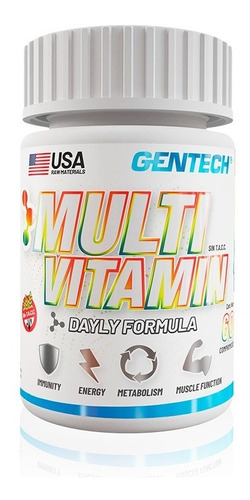 Gentech Multivitamin 60 Tabs Vitaminas + Minerales Sin Tacc Sabor Sin Sabor