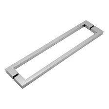 Puxador De Porta Duplo Em Aço Inox 40cm Modelo Soft Cor Polido