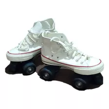 Patines Vintage Tipo Convers, Color Blanco, 4 Ruedas, 23cm