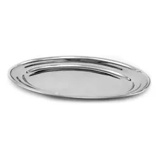 Kit 10 Travessas Oval Rasa Bandeja Para Porções Em Inox 35cm