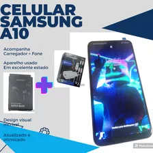 Celular Barato Samsung A10, 32 Gb+carregador+fone De Brinde