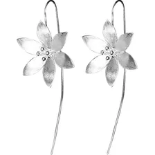 Aros Colgantes Flor Lilium, Plata 925, Libre De Níquel