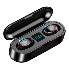 Audífonos In-ear Inalámbricos F9 Negro Con Luz Led