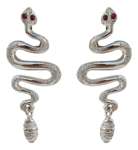 Brinco Cobra Serpente Em Ouro 18k 750 Com Diamantes E Rubis Branco