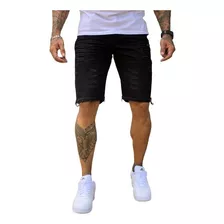 Bermuda Jeans Masculina Torn Black Destroyed