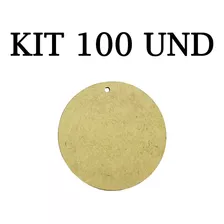 Kit 100 Und Circulo Com Furo Mdf 3mm Natural Pacote 7,5cm
