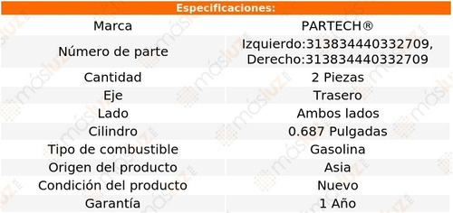 (2) Cilindros Ruedas Tra P/ Kia Rio 1.6l 4 Cil 06/11 Partech Foto 2