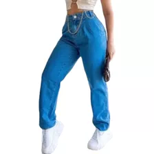 Calça Larga Jeans 36 Ao 46 Street Feminina Cintura Alta