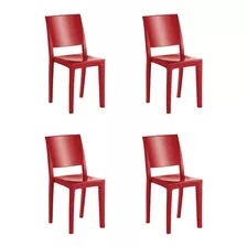 Cadeira De Jantar Kappesberg Hydra Plus, Estrutura De Cor Vermelho, 4 Unidades