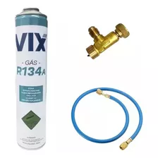 Refil Gás R134 Vix C/750gr + Mangueira Válvula Perfuradora, 