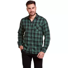 Camisa Quadriculada Masculino Junina Longa Bolsos Flanelada 