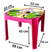 Mesa Educativa Infantil Mesinha Com 2 Cadeiras Menino Menina Cor Rosa Princesas