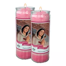 Veladora Virgen Rosa Mística Protección Salud Armonía 2 Pack
