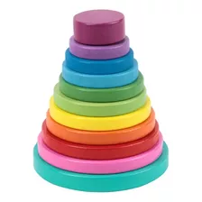 Juego 2 En 1 Apilable Tangrama Madera Torre Niños Montessori Color Multicolor