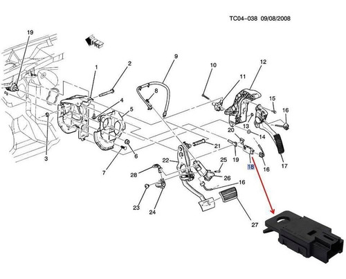 Sensor Pedal Stop Chevrolet Avalanche 5.3 V8 2011 Gm Parts Foto 5