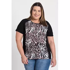 Blusa Feminina Plus Size Visco Sublimada Animal Print - Sere