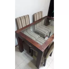 Mesa De Algarrobo Y Vidrio - Vendo Urgente - Ofertame