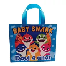 Kit 25 Sacolinhas Baby Shark Personalizadas, Lembrancinhas