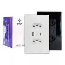 Tomada Inteligente Dupla 10a, Com Entrada Usb + C Ekaza