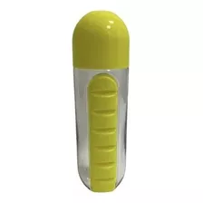 Botella De Agua 600ml + Organizador De Pastillas Color Amarillo