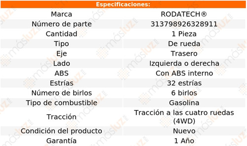 (1) Maza De Rueda Tras Pathfinder V6 4.0l 05/12 Rodatech Foto 5
