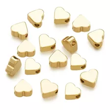 Cuentas Forma De Corazón Chapadas Oro, 30 Piezas Coraz...